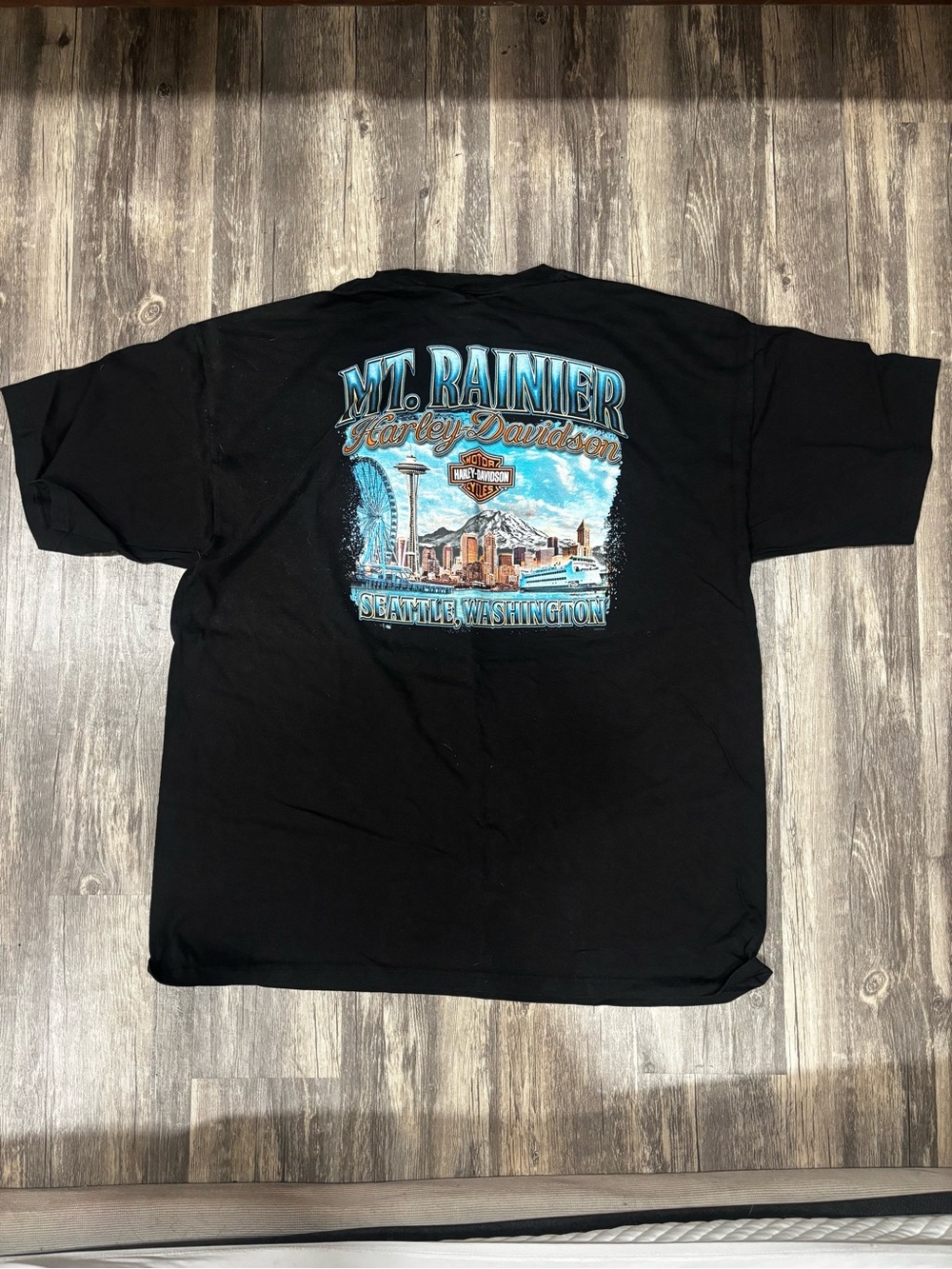 Harley-Davidson Black T-Shirt with Orange & White Bar & Shield Logo